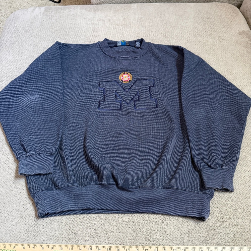 Vintage‎ 1990s University of Michigan Bands Luna Pier Waffle Knit Sweatshirt XL
